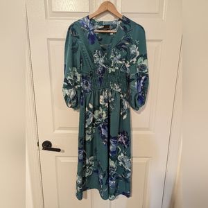 Maison Tara teal and blue half sleeve dress
